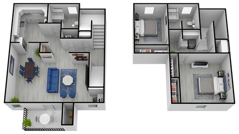 Floor plan for 2 beds, 2 baths, 1554 sqft